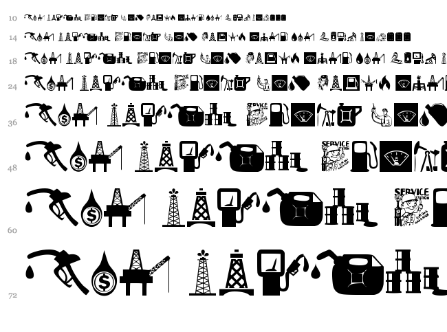 Oil Icons font waterfall